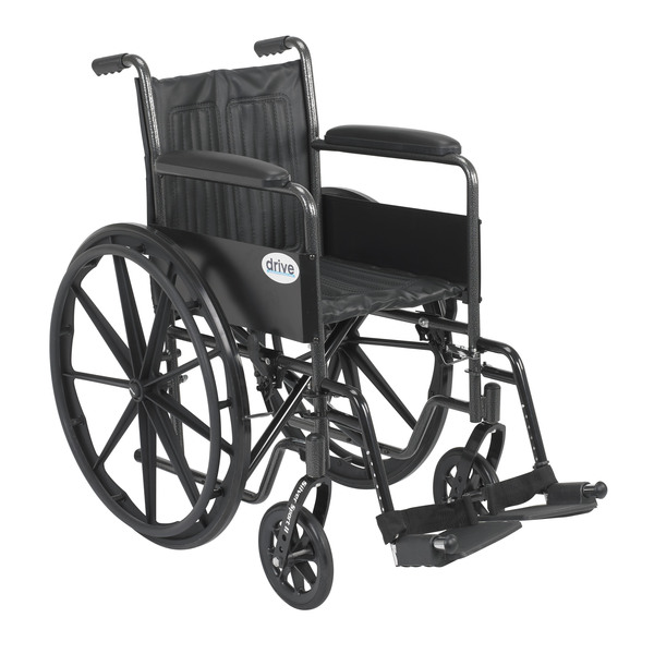 Drive Medical Silver Sport 2 Wheelchair, Fixed Arms, Swing away Footrests, 18" Seat ssp218fa-sf